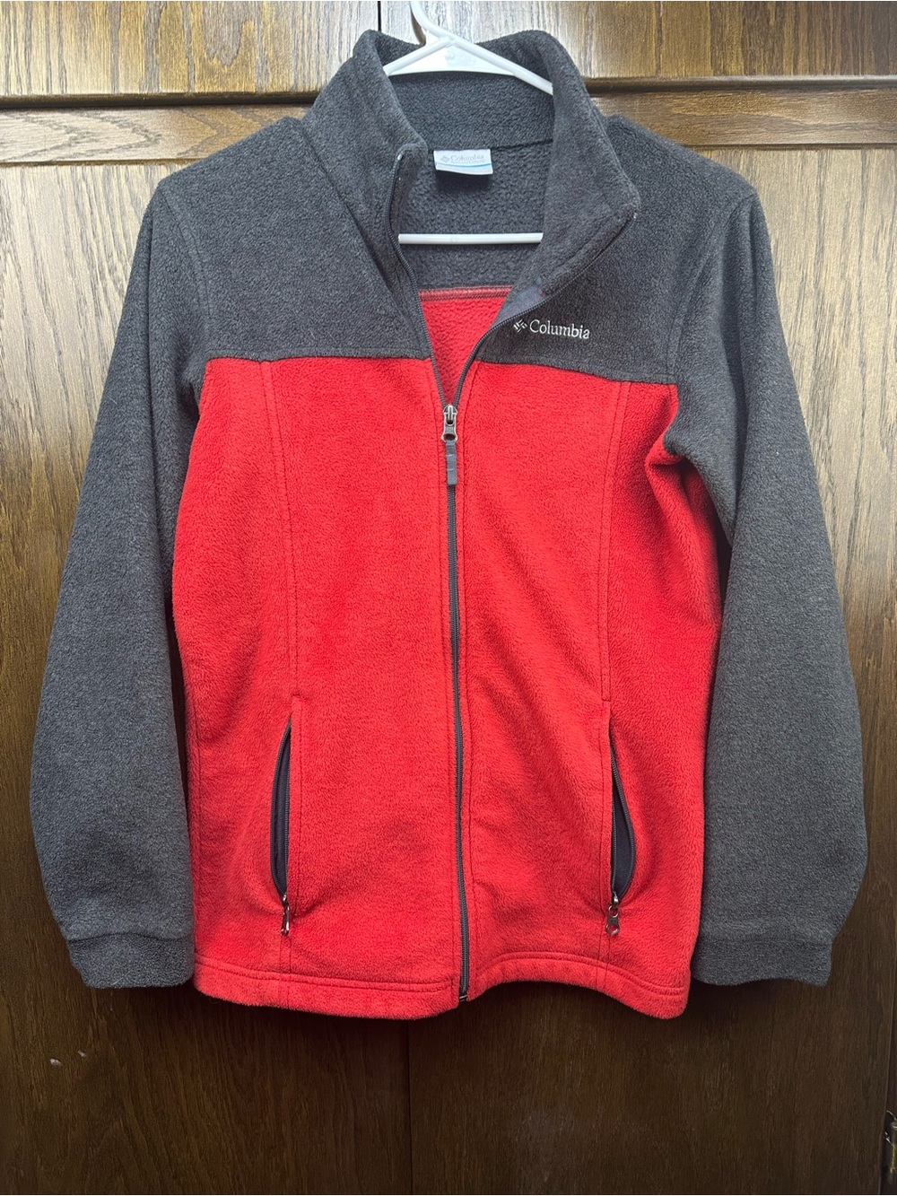 Columbia Kids Red and Gray Full-Zip Fleece Jacket